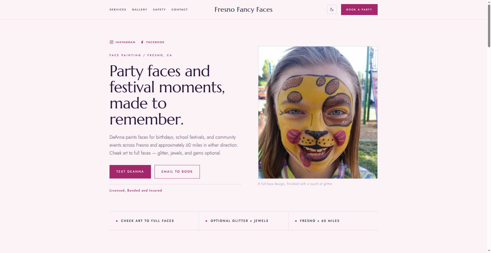 Fresno Fancy Faces website